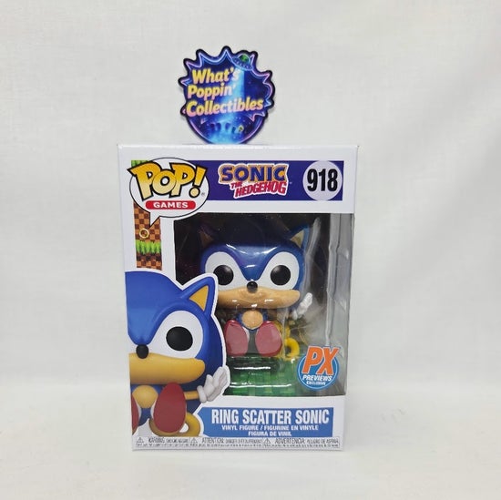 Ring Scatter Sonic #918 Exclusive Funko Pop! With Protector Sonic The Hedgehog