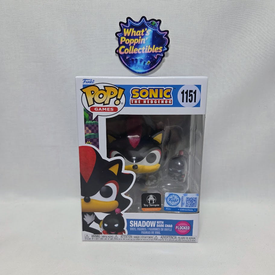 Shadow with Dark Chao #1151 Flocked Exclusive Funko Pop! With Protector Sonic the Hedgehog